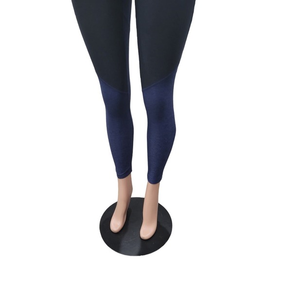 NEW Outdoor Voices Spring 7/8 Color Block Athletic Leggings Black Blue‎ Size S - Picture 5 of 14